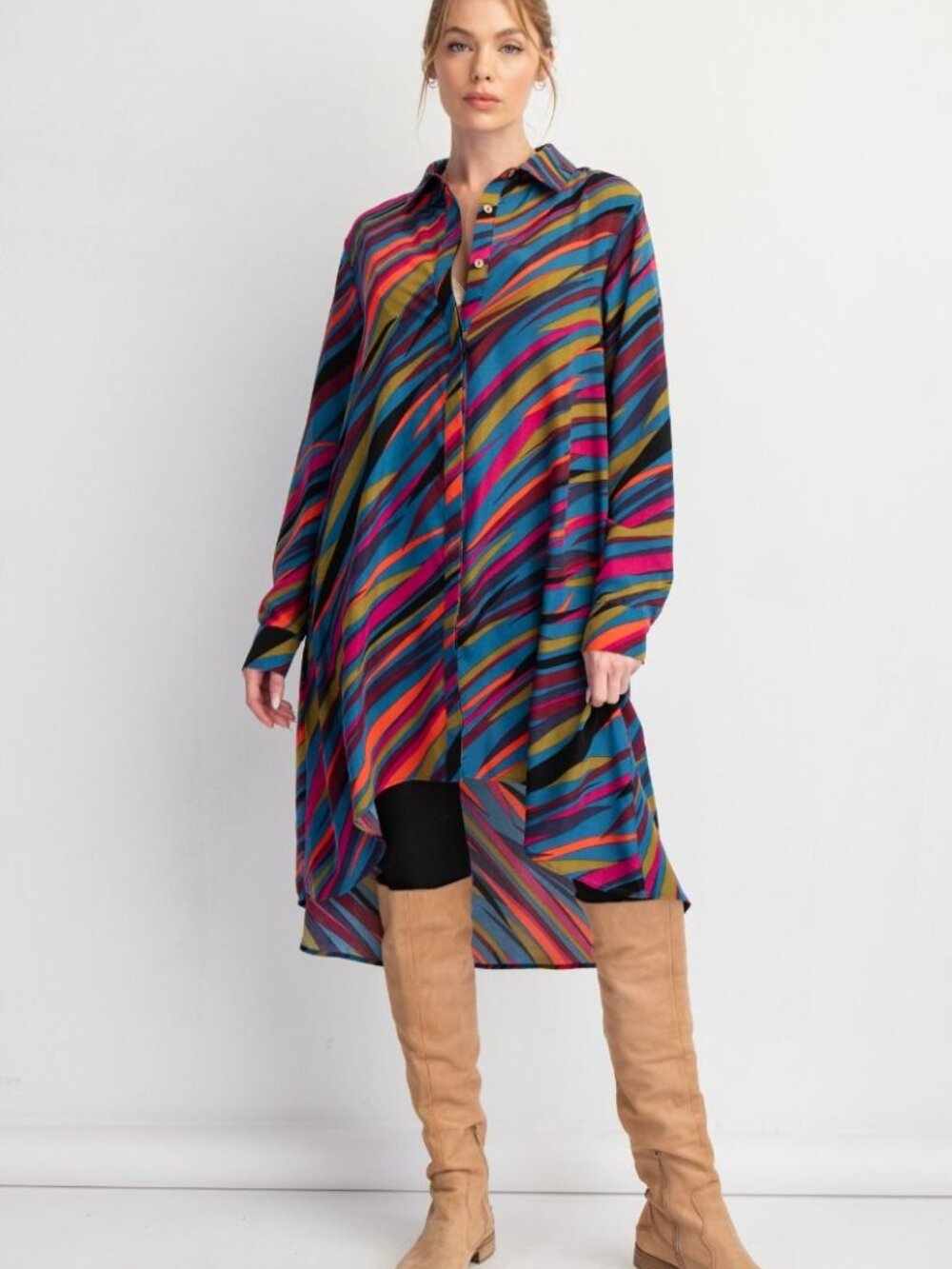 Easel Hi Lo Swirl Print Blouse